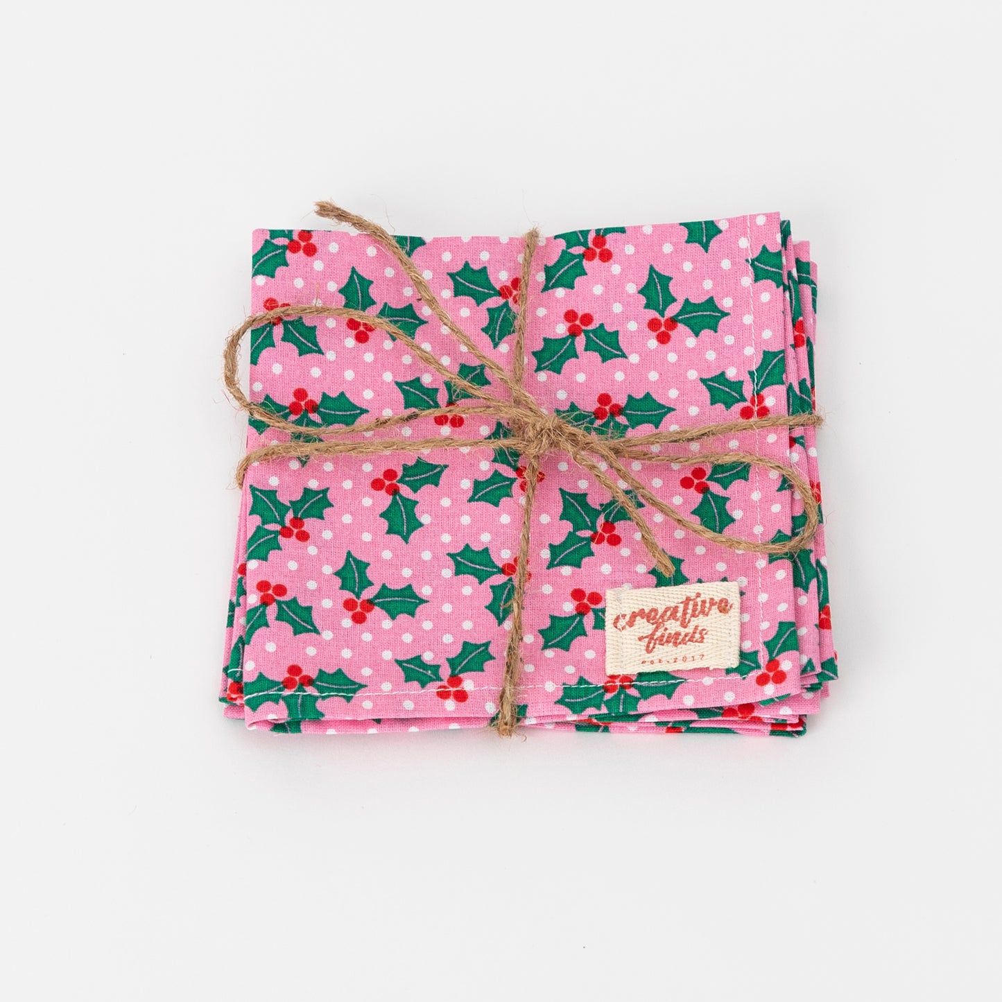 set four cotton christmas napkins