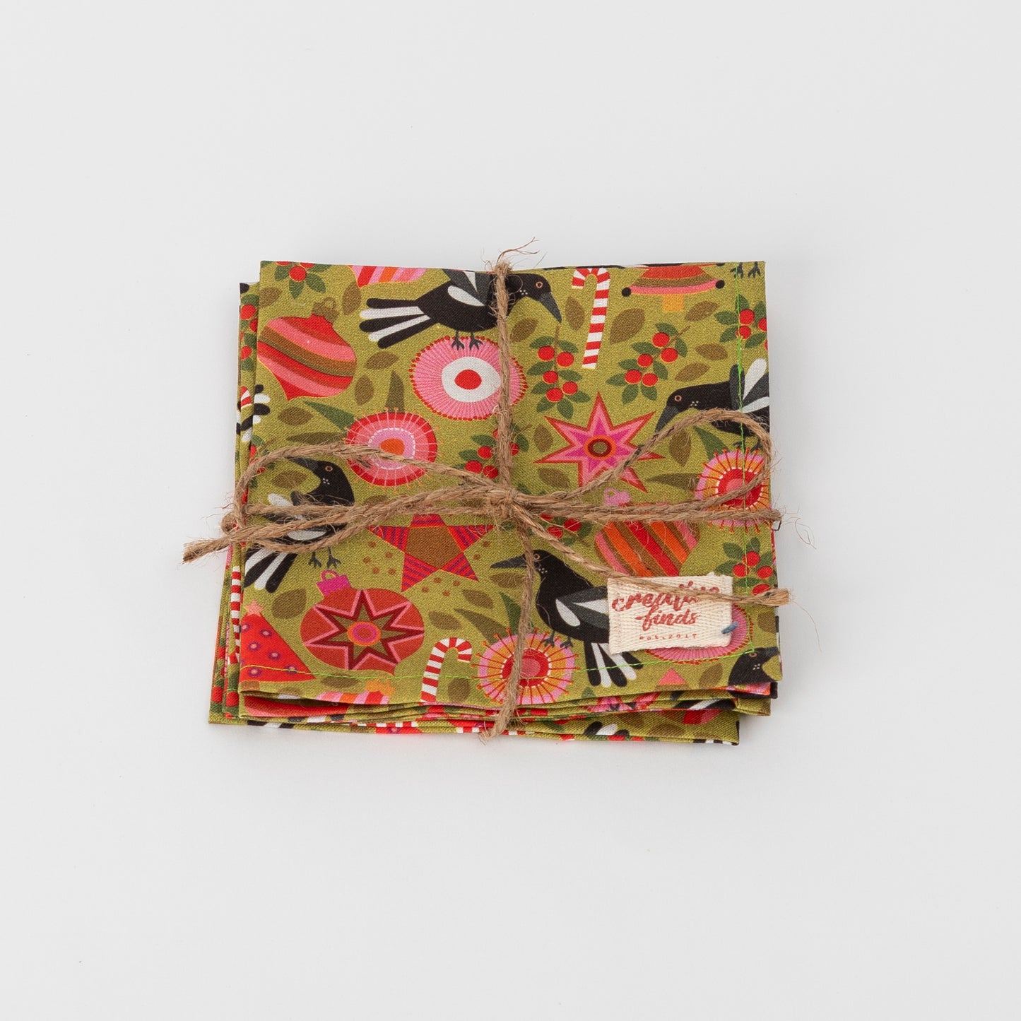 set four cotton christmas napkins