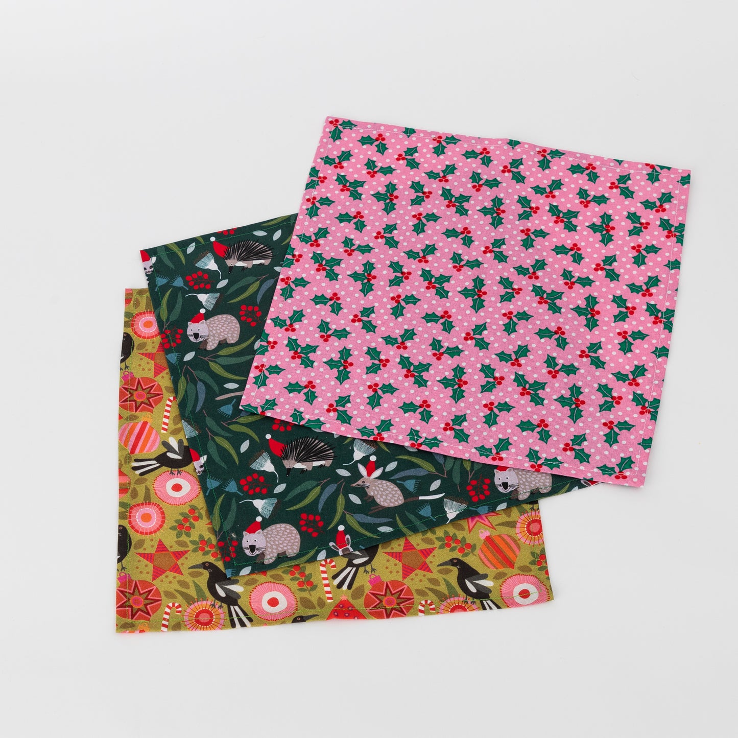 3 x styles of cotton Christmas Pocket Squares