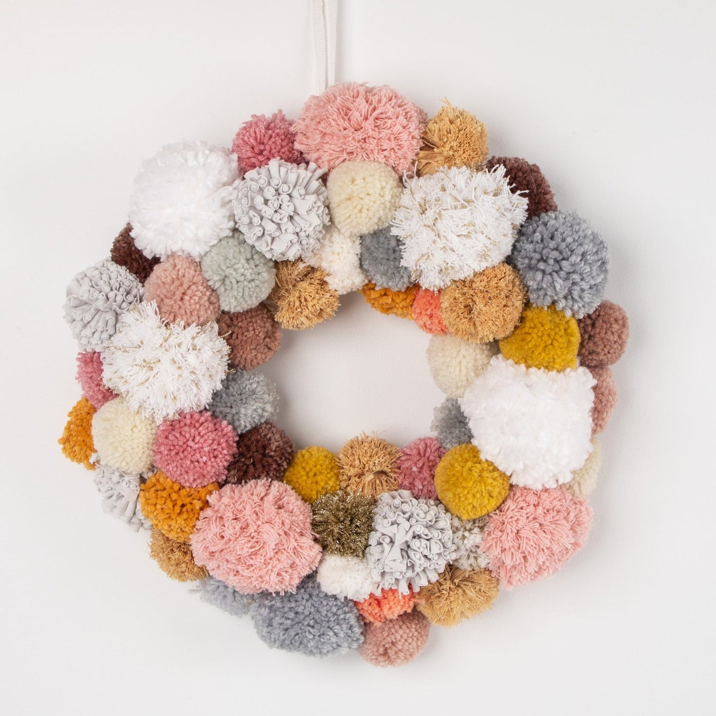 earthy pinks - pompom wreath