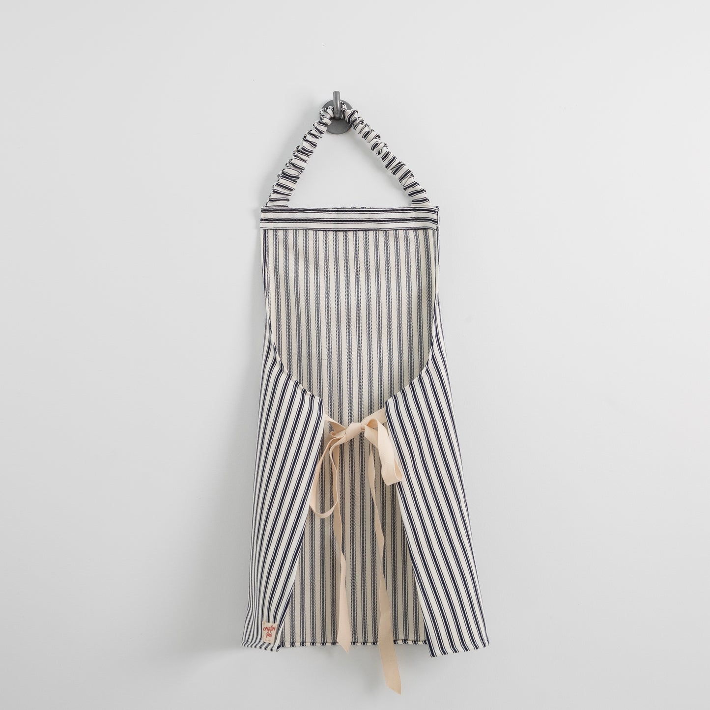 Classic Navy Ticking - Kid's Apron. Reverse.