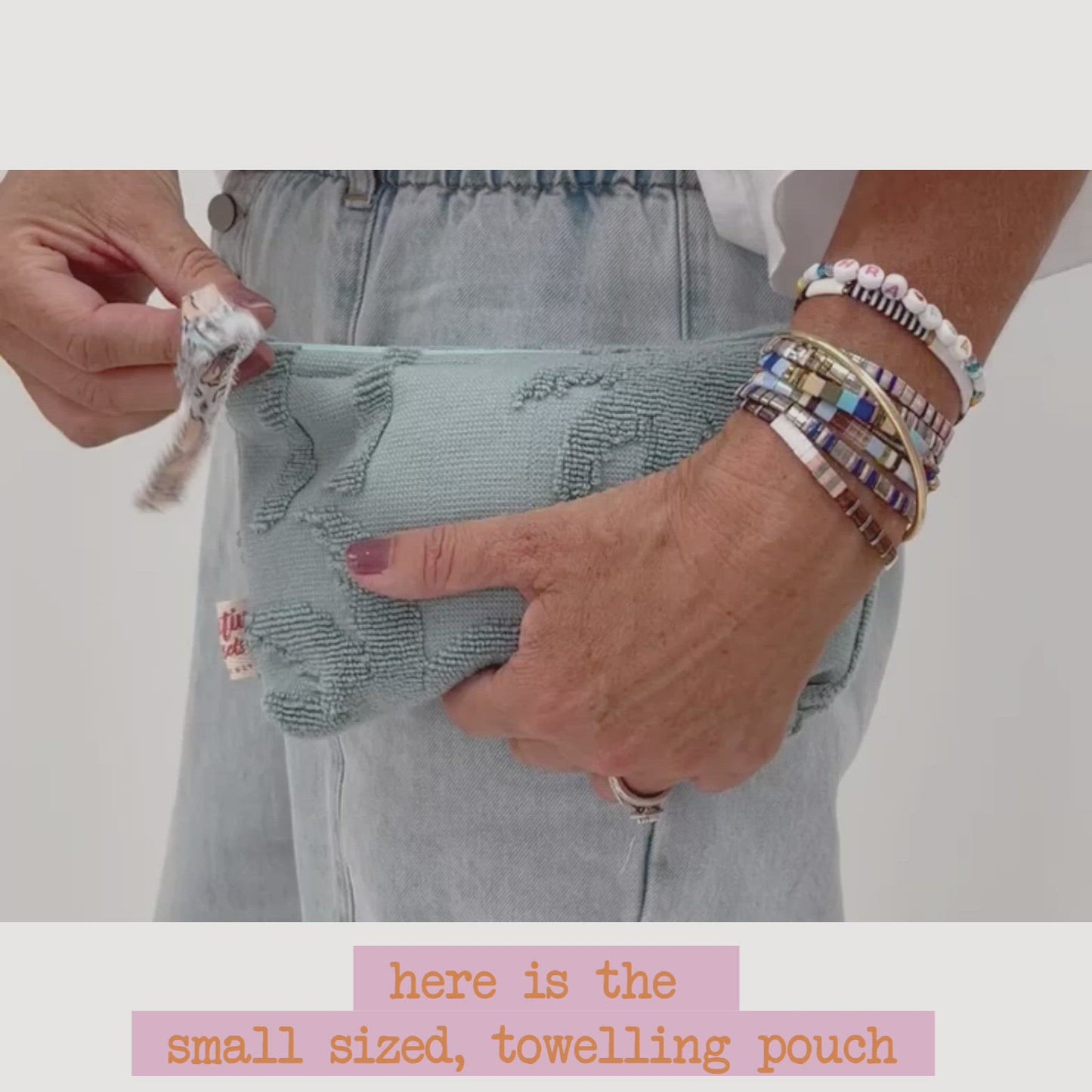 Load and play video in Gallery viewer, towelling clutch / cosmetic bag