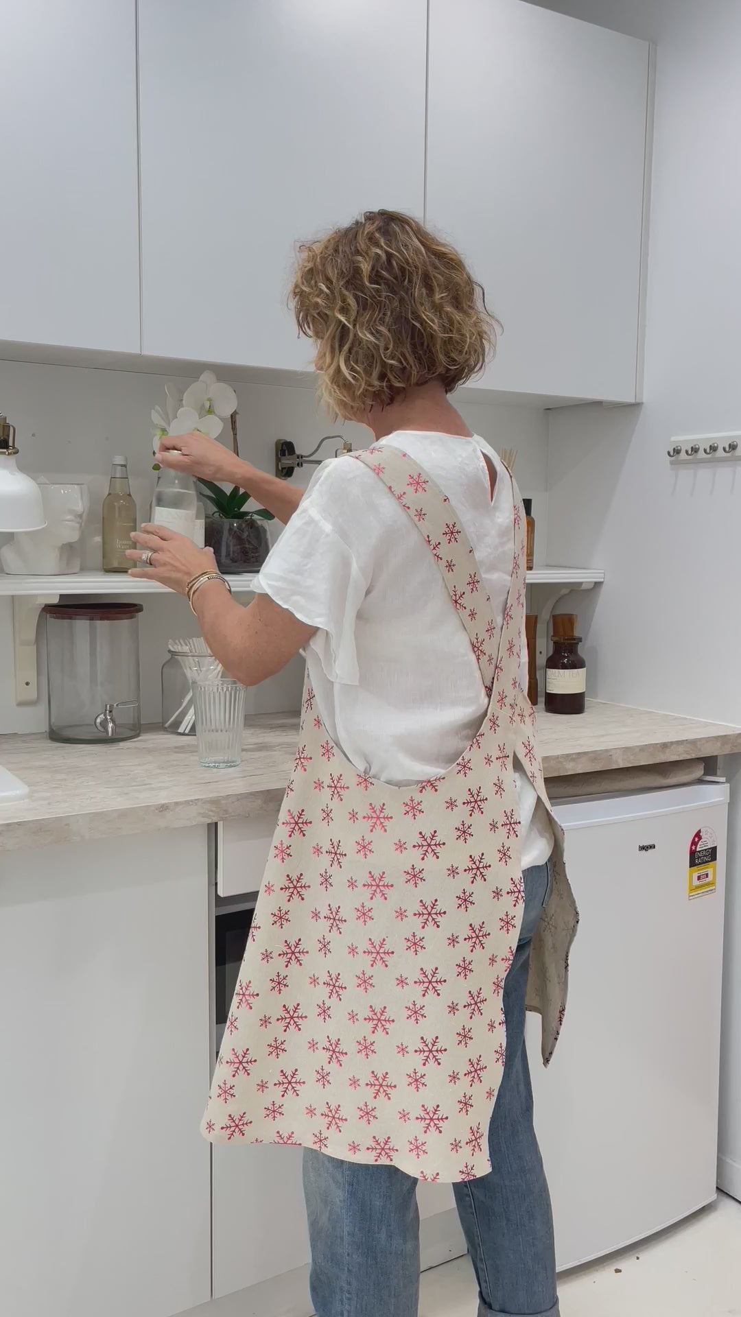 Load and play video in Gallery viewer, christmas snowflake apron