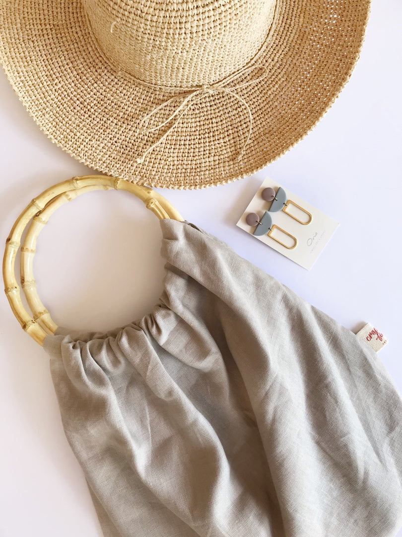 Linen and Bamboo Handle Bags