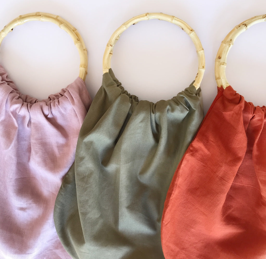 Linen and Bamboo Handle Bags