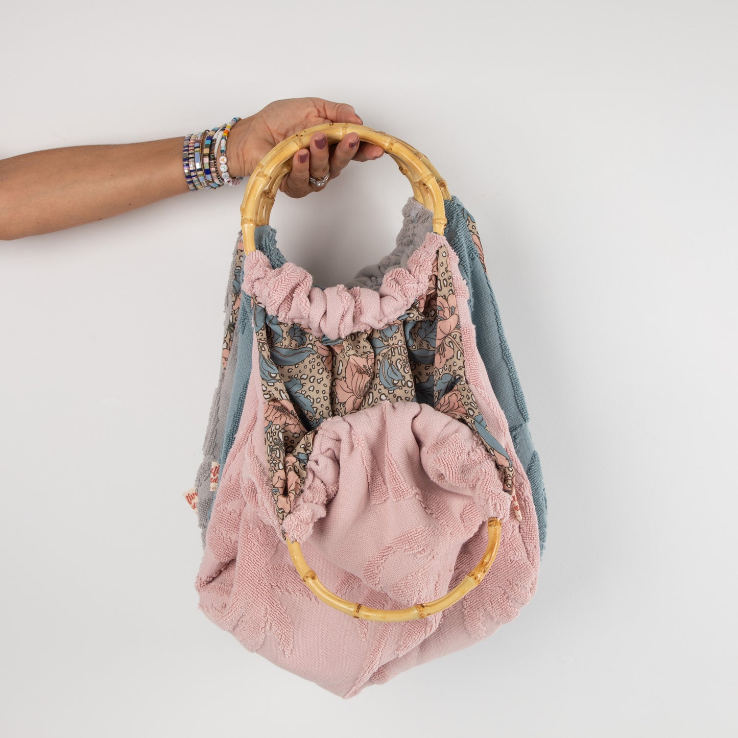 bamboo handled towelling bag