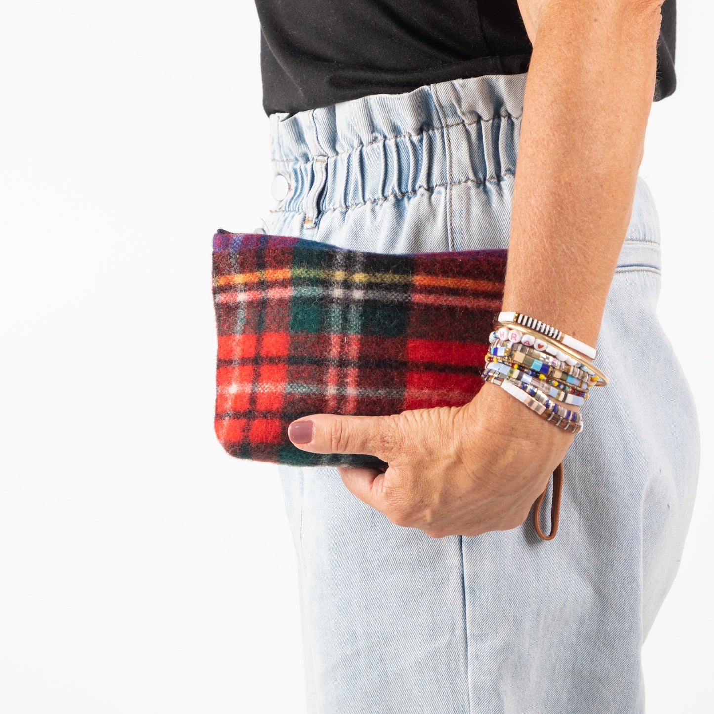 up-cycled blanket clutch