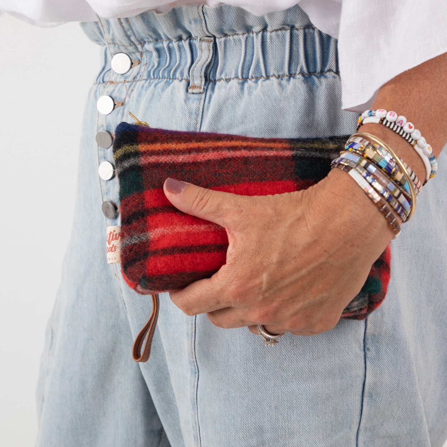 up-cycled blanket clutch