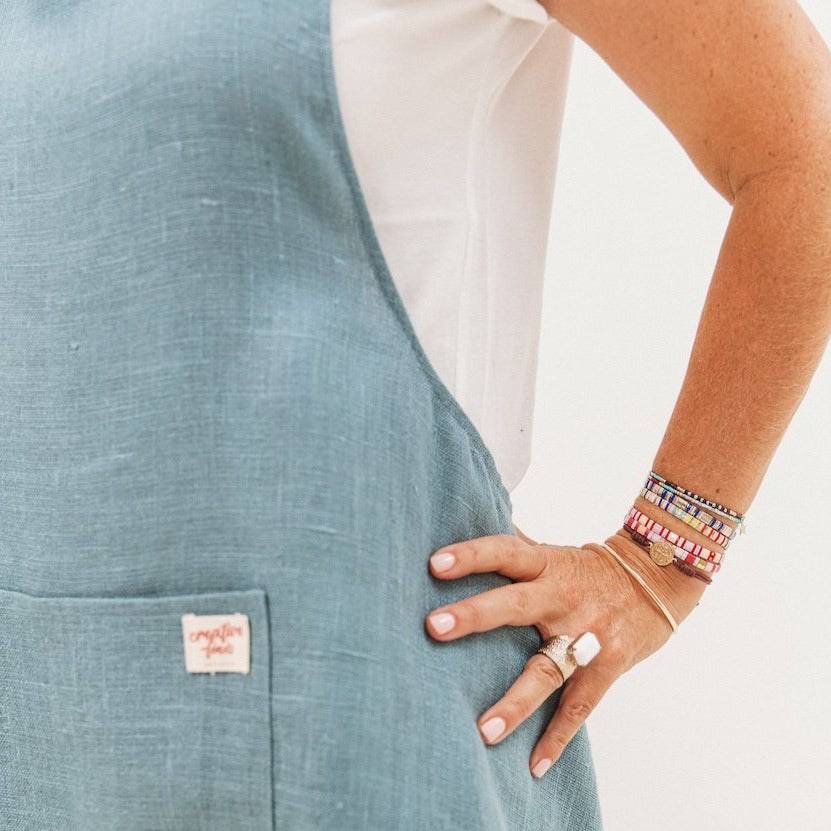 linen cross back apron