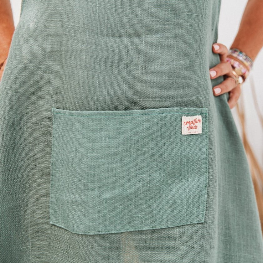 linen cross back apron