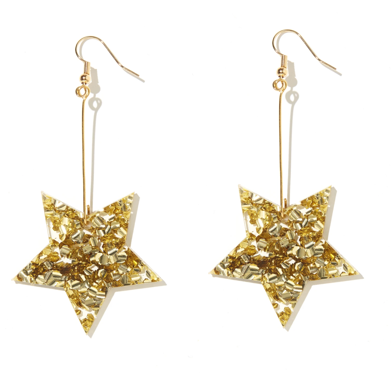 gold star drop earrings
