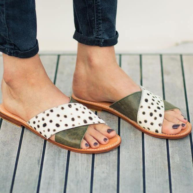 Leather Slides - green