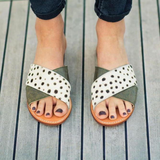 Leather Slides - green