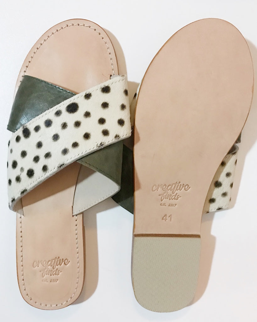 Leather Slides - green