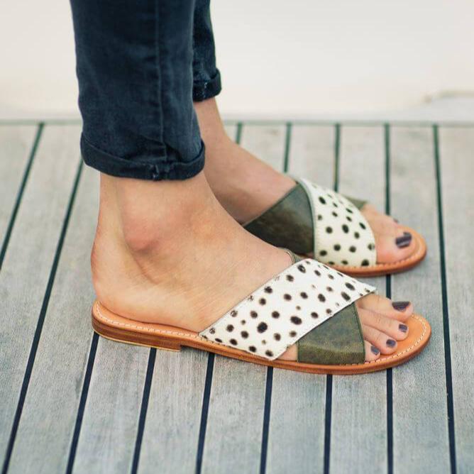 Leather Slides - green