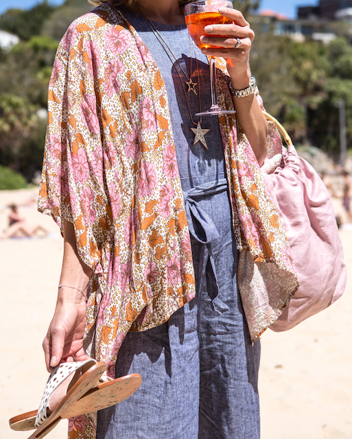 Linen and Bamboo Handle Bags