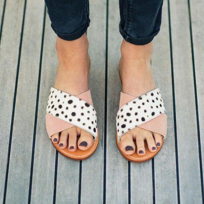 Leather Slides - pink