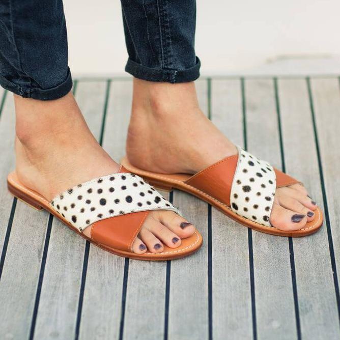 Leather Slides - rust