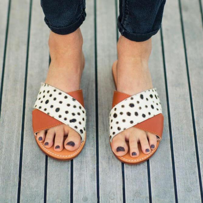 Leather Slides - rust