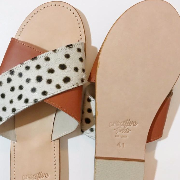 Leather Slides - rust