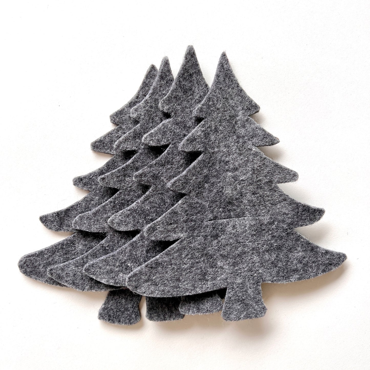 grey felt christmas trees - set four