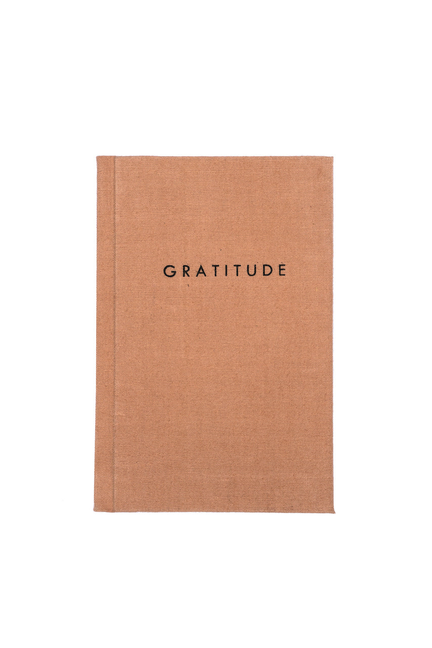 Gratitude Journal - covered in a toffee coloured, recycled linen