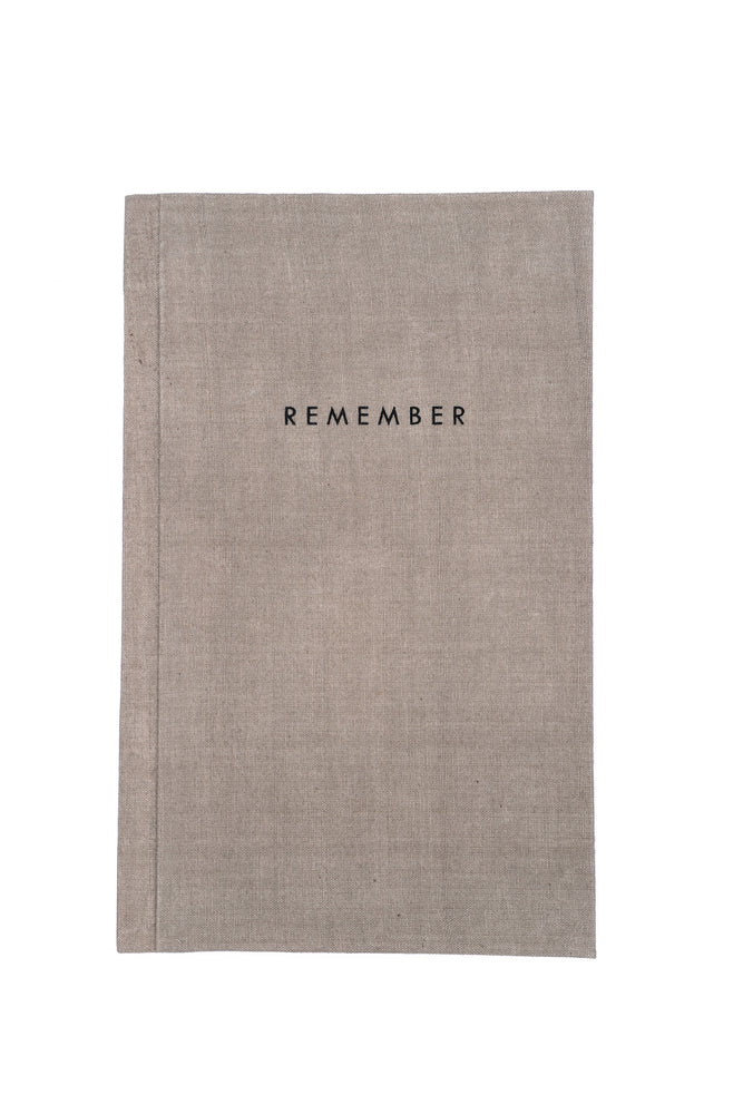 
                  
                    Remember Journal - covered in a stone coloured, recycled linen
                  
                