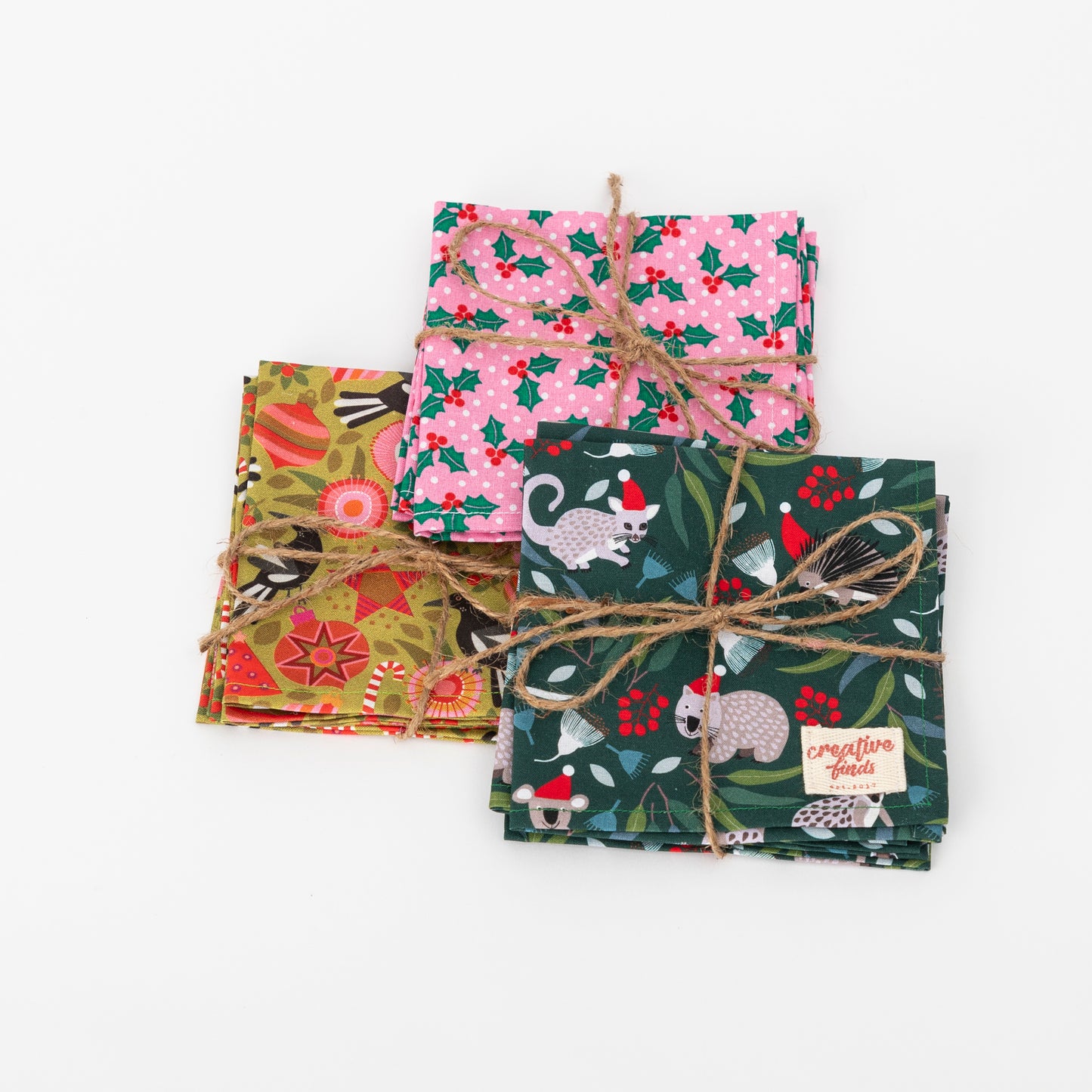 cotton christmas napkins - 3 x fabric prints to choose from