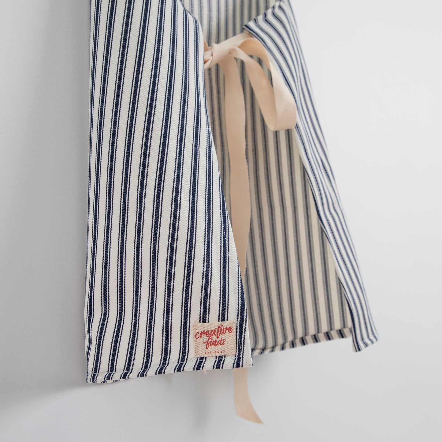 
                  
                    Close Up of the back: Classic Navy Ticking - Kid's Apron
                  
                