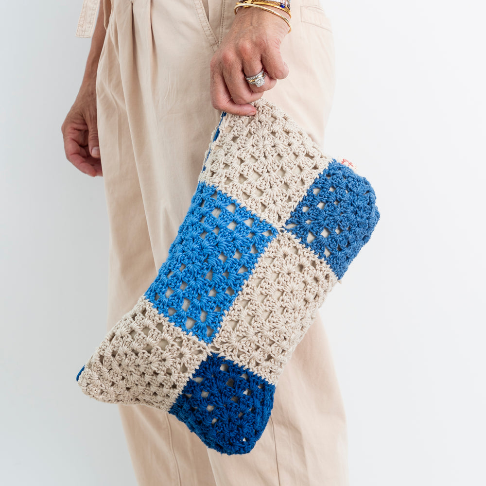 One off: crochet clutch - repurposed granny blanket