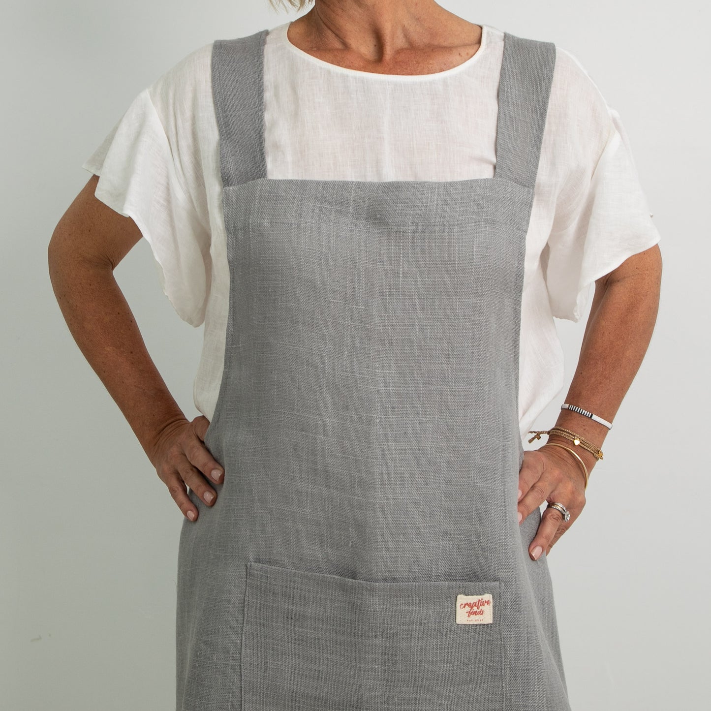
                  
                    linen cross back apron
                  
                
