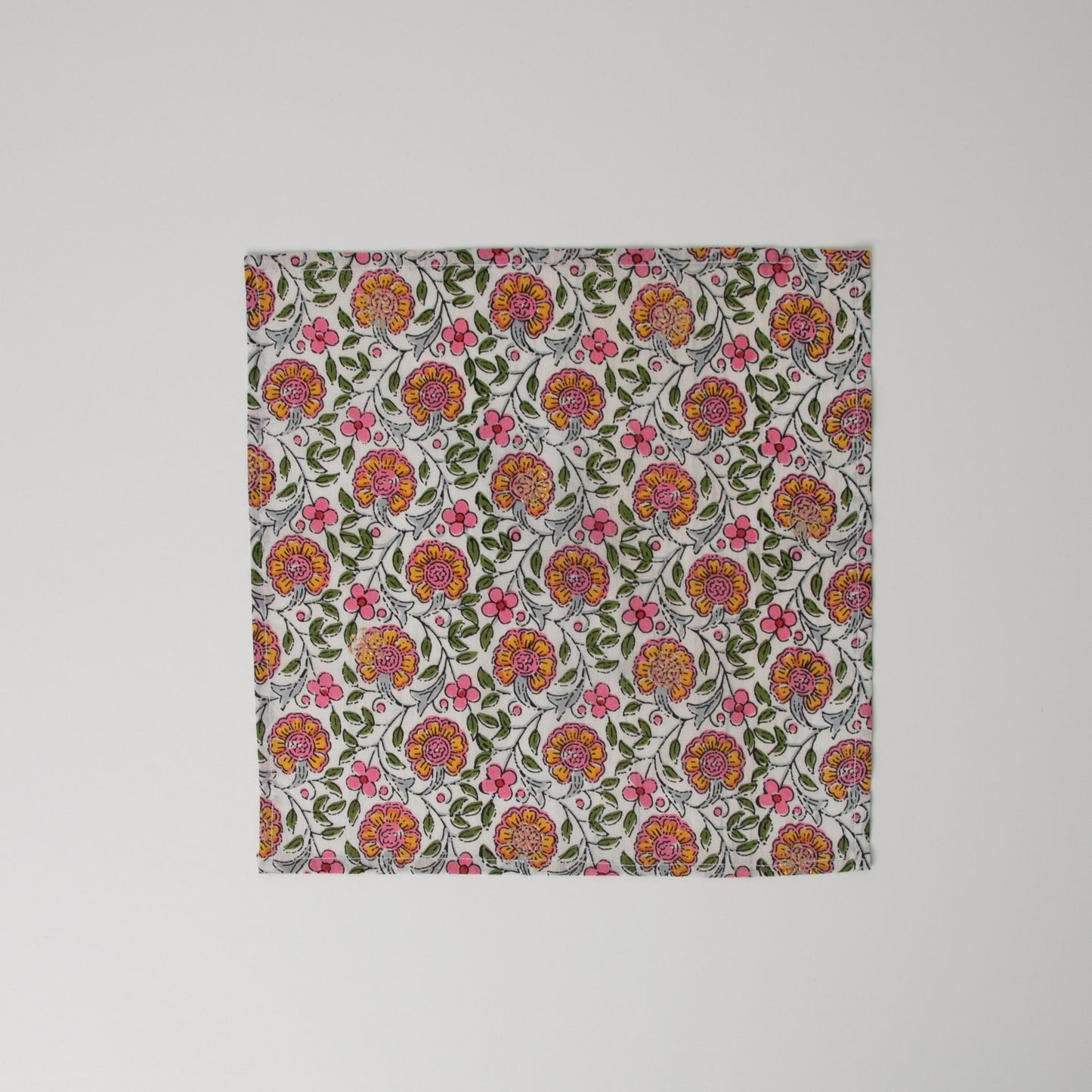 
                  
                    1 x square floral cotton napkin, sitting flat on white background
                  
                